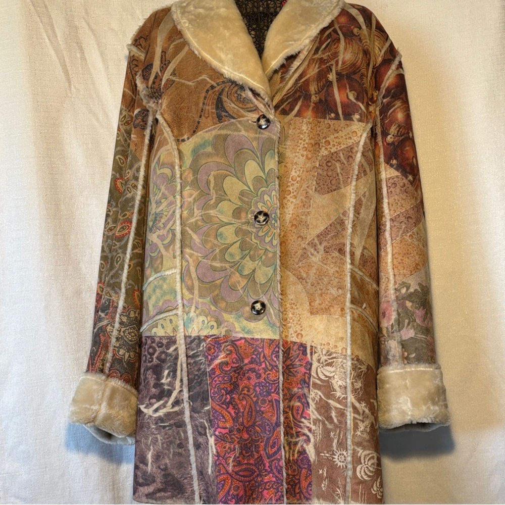 “Holiday” Patchwork Sherpa-Style Coat